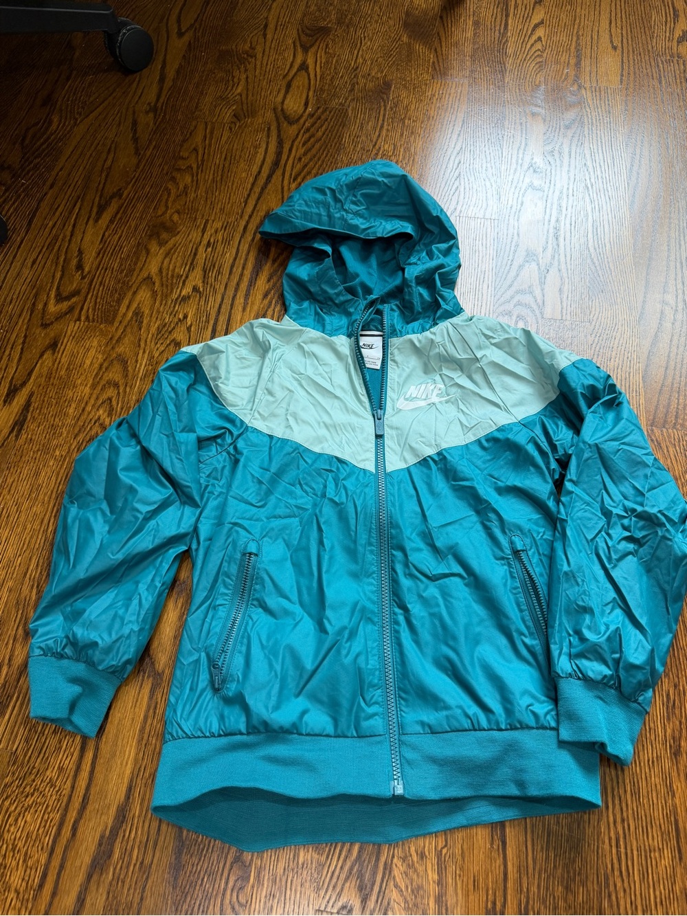Nike Kids' Teal and Light Teal Hooded Windbreaker